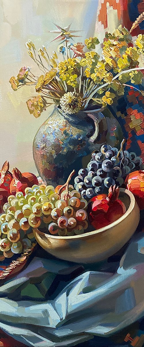 Grapes and a pot by Meruzhan Khachatryan