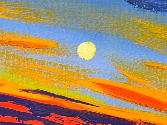 Sunset of colour acrylic abstract landscape