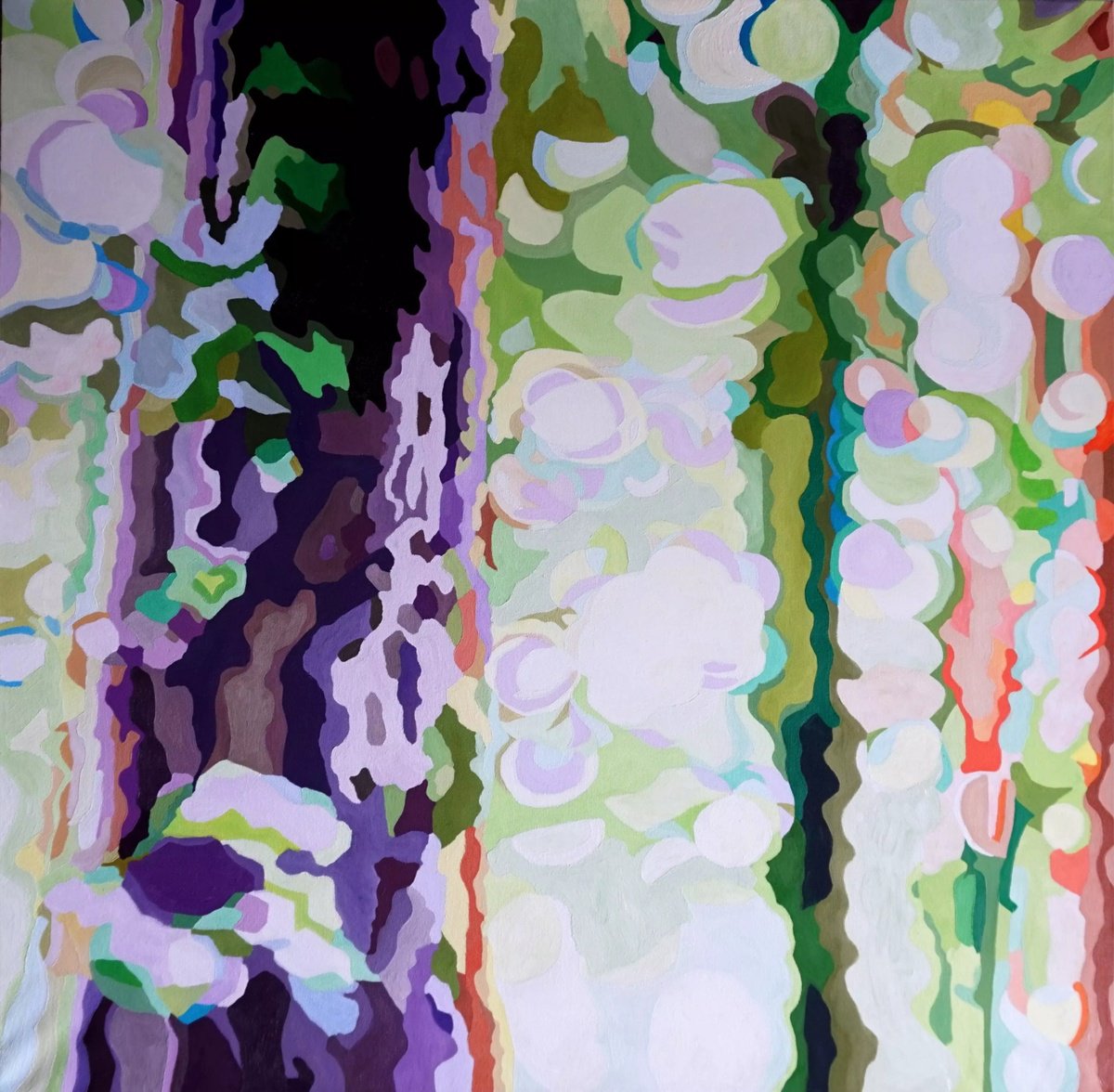 Geometric Landscape Oil Painting By Aylee Kim, 36 X 36, Sweet Dream, Original Artwork