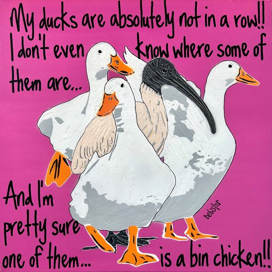 Ducks in a Row Magenta Bin Chicken 61 x 61cm