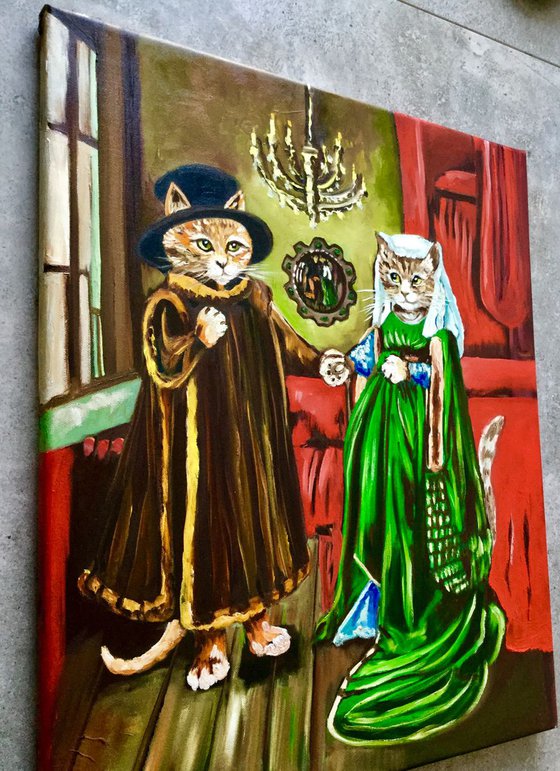 The Arnolfini Marriage. FELINE ART. MODERN URBAN ART OFFICE ART DECOR HOME DECOR