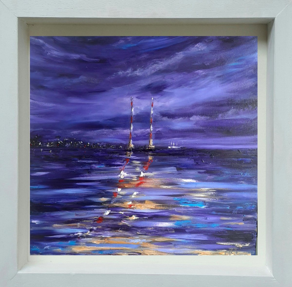 Night Skies over Poolbeg by Niki Purcell - Irish Landscape Painting
