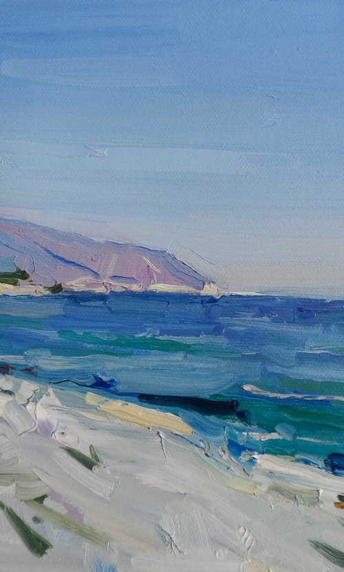 Mediterranean Sea Painting Spain Sea Landscape Painting Art Summer Painting by Yehor Dulin