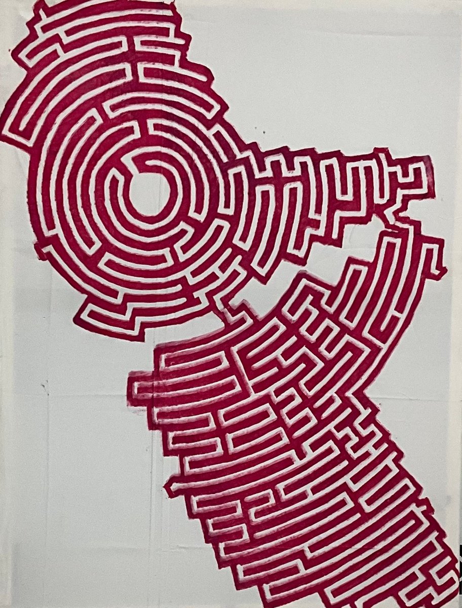 Geometric Linocut , Labyrinth #9 By Michael E. Voss, 18 X 24, Artwork For Sale On Artfinder