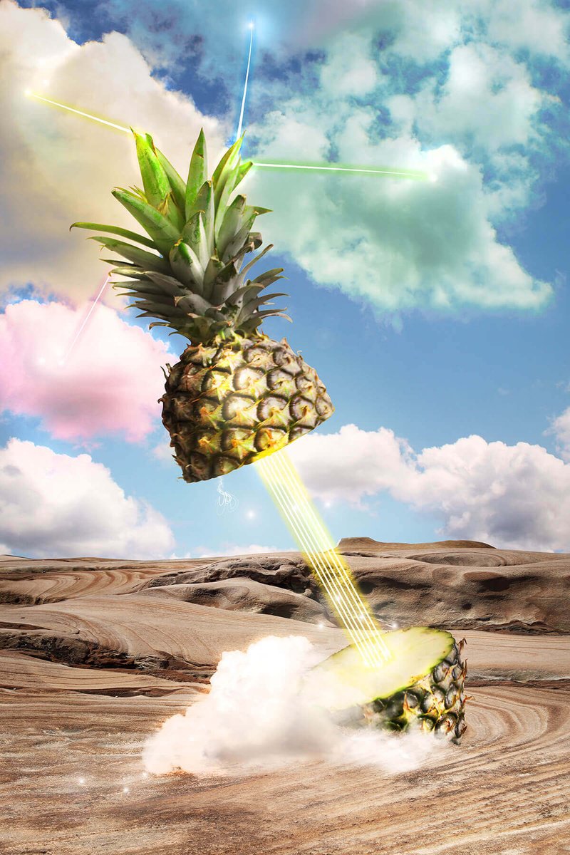 Surrealistic Still Life Print By Vanessa T Stefanova, 25 X 18", Pineapple Lasers, Original Artwork