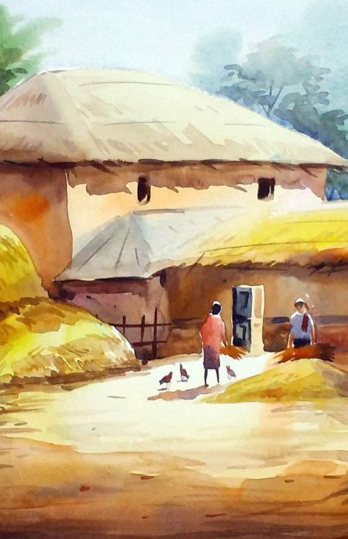 Harvest Time at Village by Samiran Sarkar