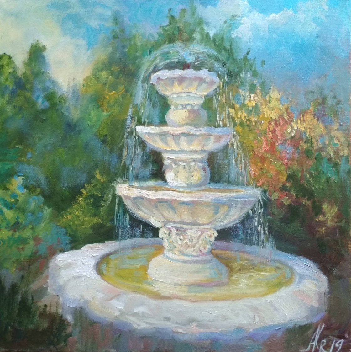 Fountain Oil painting by Ann Krasikova Artfinder