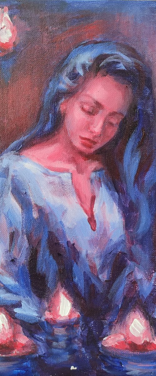 Original acrylic painting Blue Series Light of hope by Anastasia Art Line