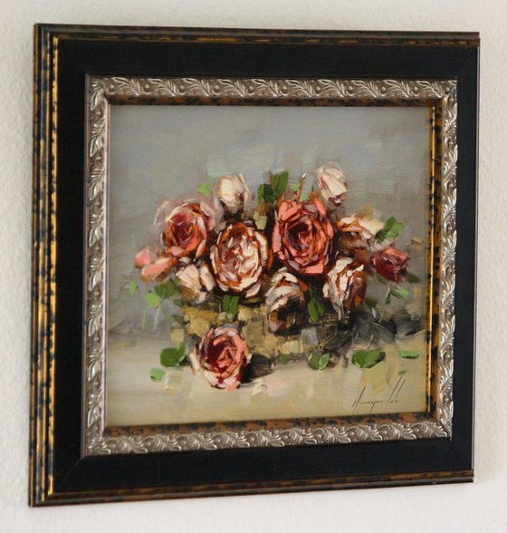 Roses Original oil Painting Framed
