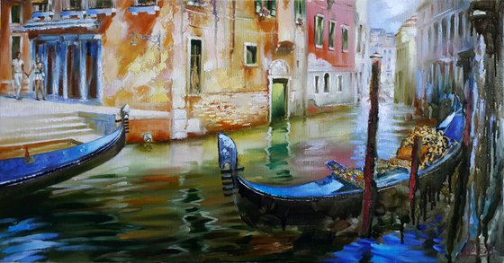 Painting oil on canvas Summer day in Venice impressionist original oil  large art