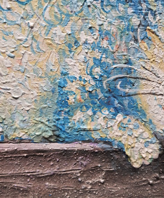 "Blue rose and blue cat"