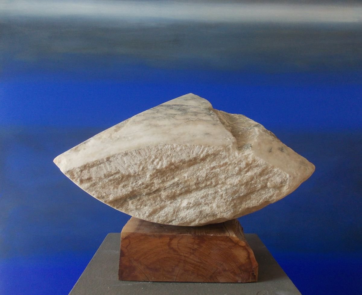 Organic Abstract Stone Sculpture By Michael Rofka, 16 X 9", Mountain, Original Artwork