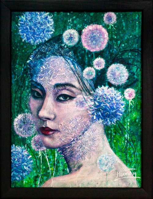 Woman with flowers by Aleksandr Neliubin