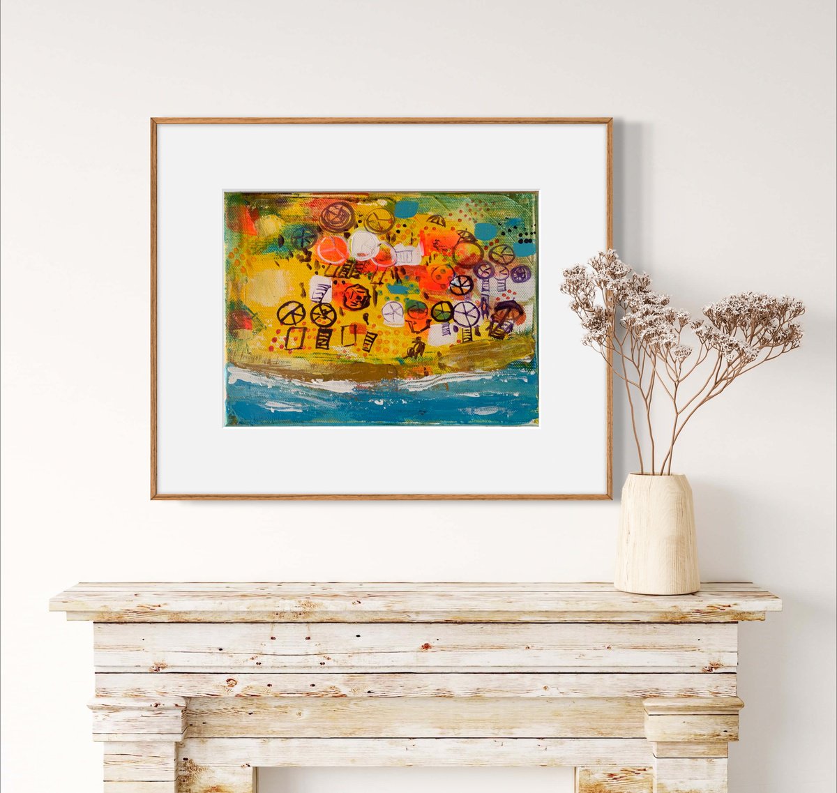 Impressionistic Landscape Acrylic Painting By Olga Pascari, 9 X 7", On The Beach, Original Artwork