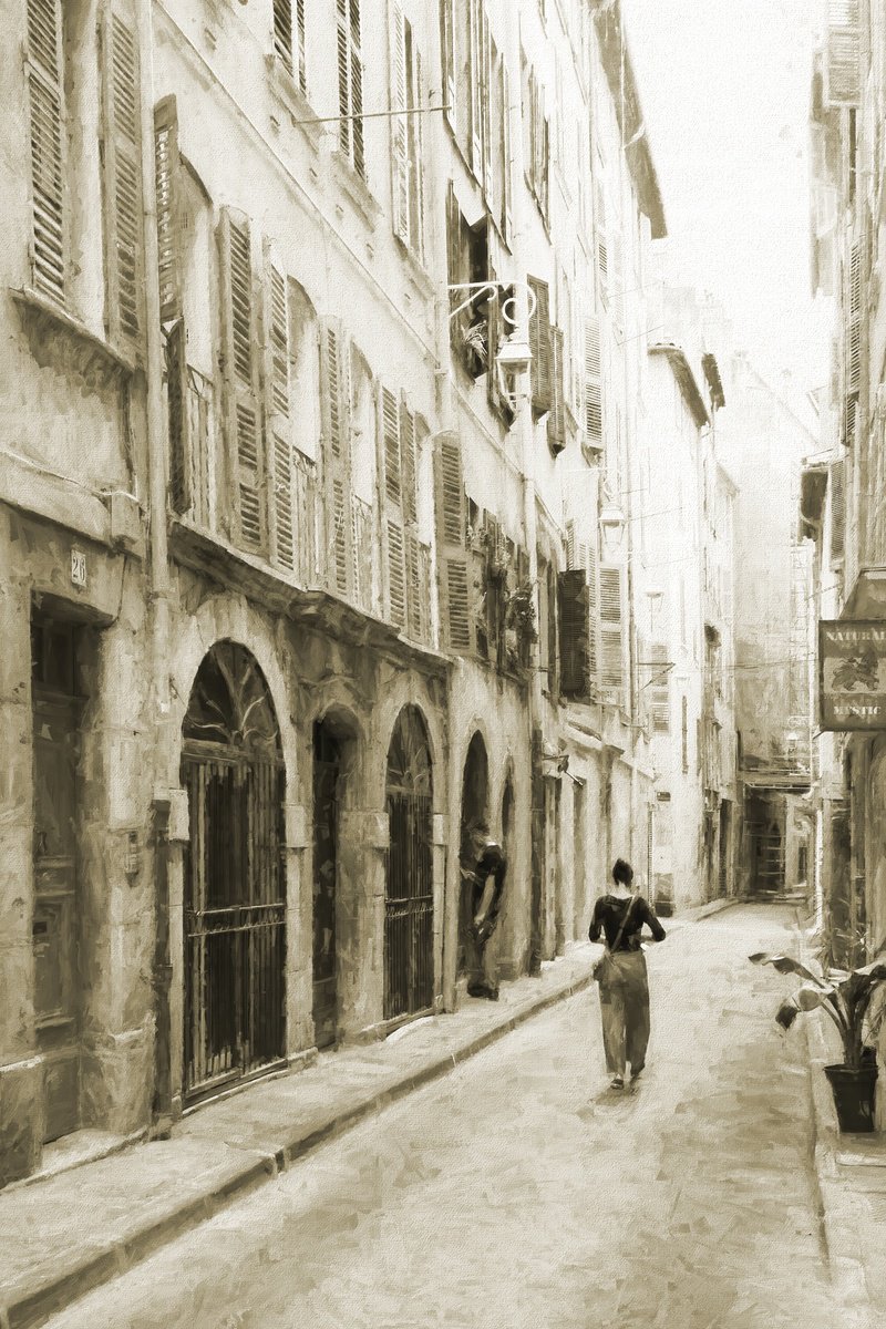 Impressionistic Cityscapes Giclee Print By Martin Fry, 15 X 21", Girl In The Street, Original Artwork