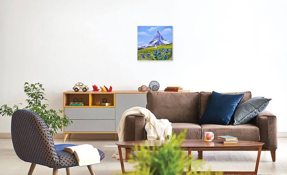 Аlpine bells. Small impasto Oil Gift Art.