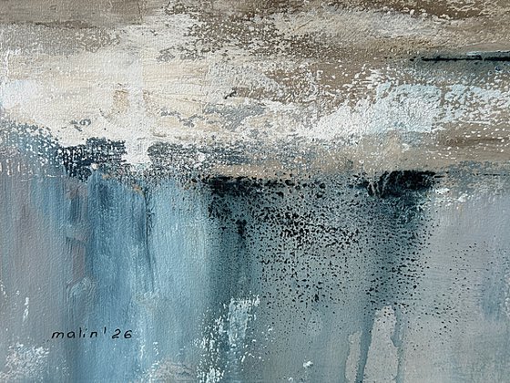 Large Seascape-Ochre Tidal Reflections