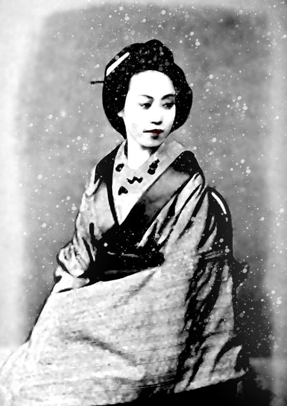 Vintage Geisha under Snow