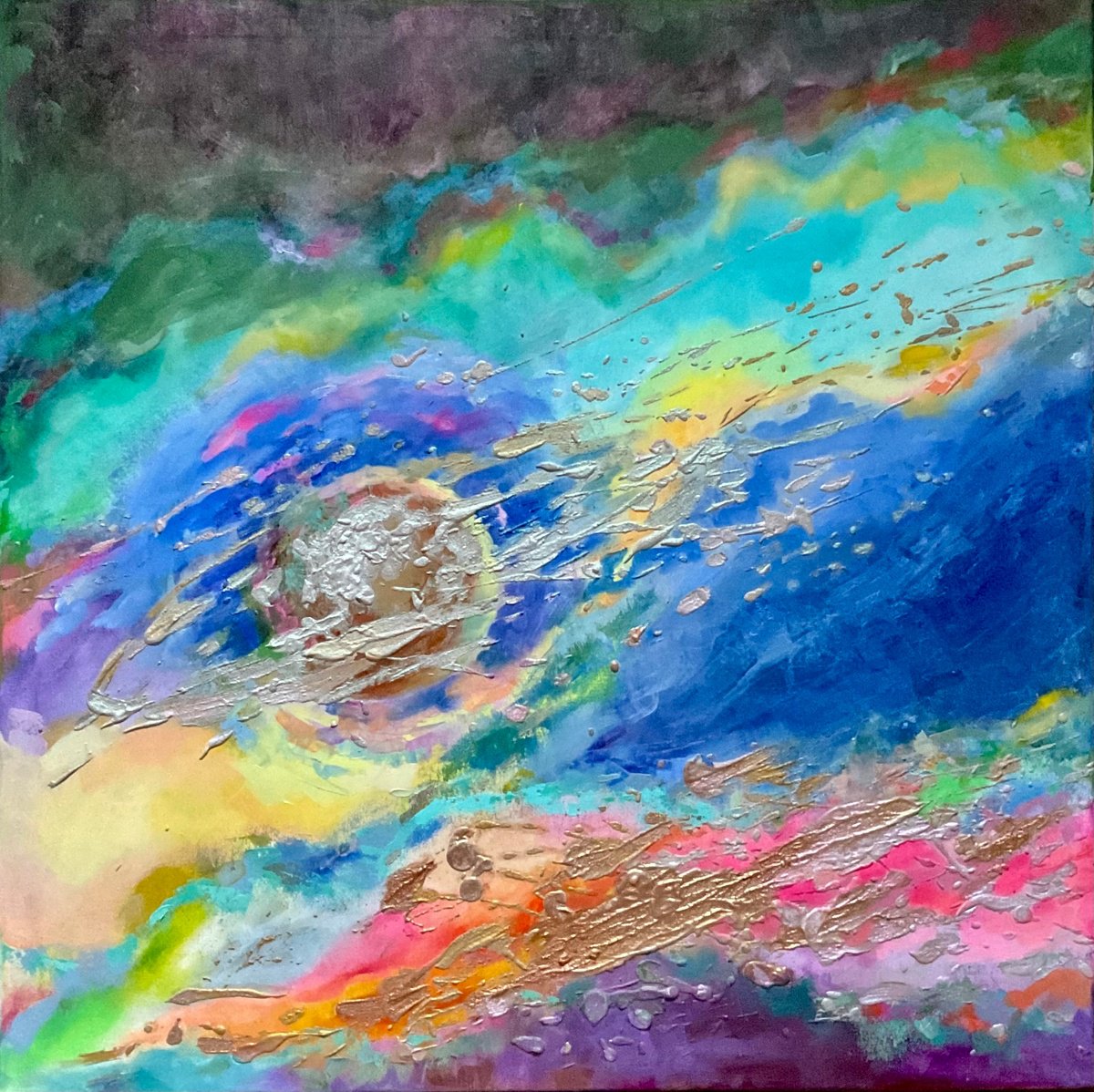 Organic Abstract Painting By Vera Klimova, 31 X 31", Symphonies Of The Big Space 3, Original Artwork