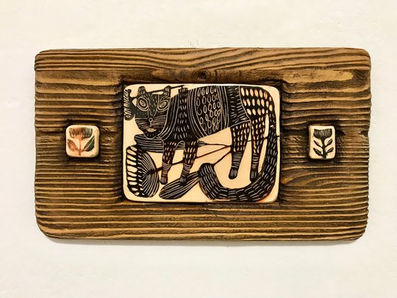 Ceramic panel "Tiger"  26x15x1.8cm