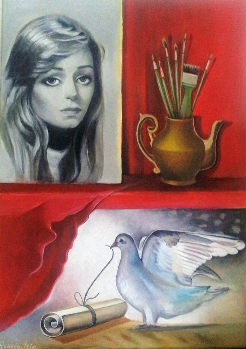 Photorealistic Portrait Oil Painting By Reneta Isin, 20 X 28", Self-Portrait, Original Artwork