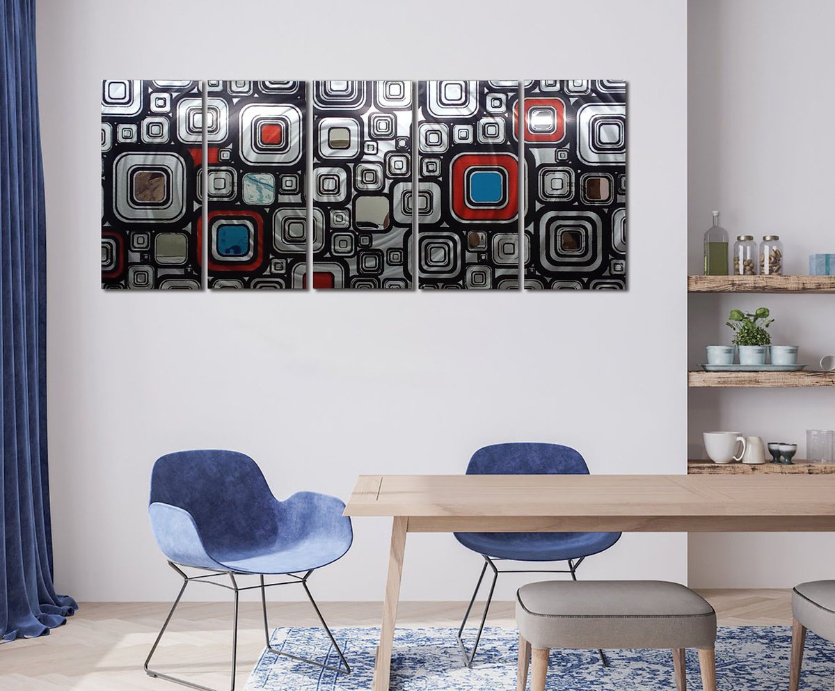 Abstract Sculpture By Dong Su, 64 X 25, Squared Rhythms, Original Artwork