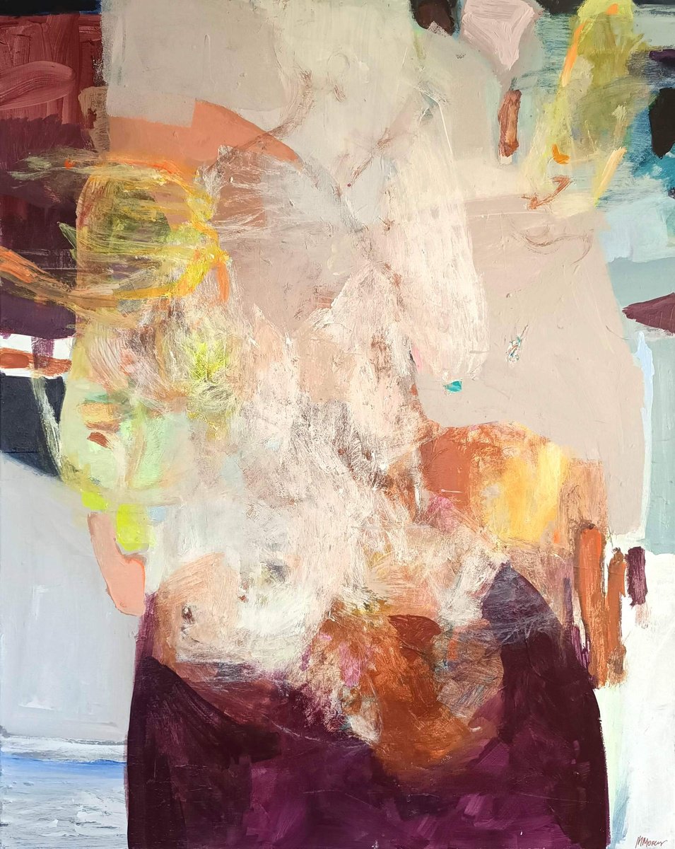 Abstract Acrylic Painting By Magdalena Morey, 31 X 39", Shaping Feelings, Original Artwork