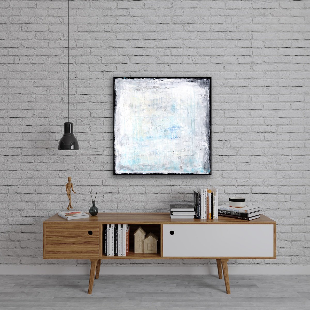 Expressive Abstract Acrylic Painting By Kathy Morton Stanion, 20 X 20", Winter Shades, Original Artwork