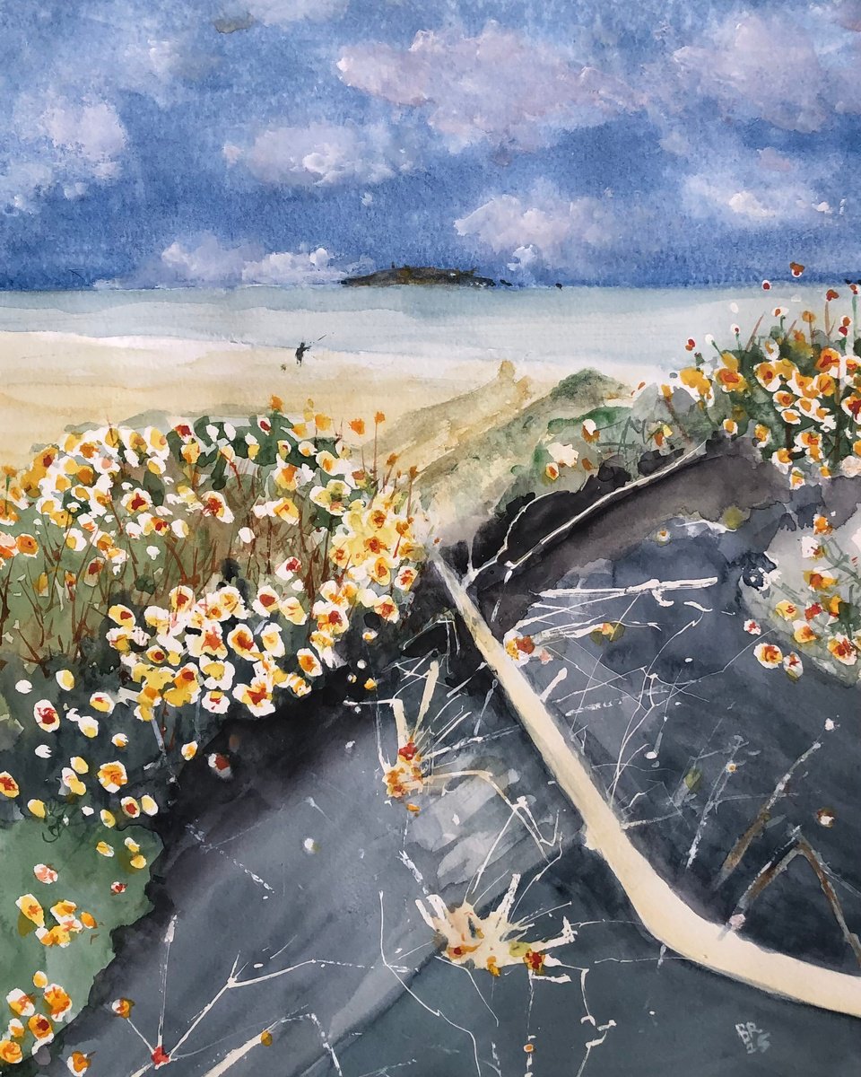 Impressionistic Landscape Watercolour By Bernd Rieve, 12 X 14, Alone, Original Artwork