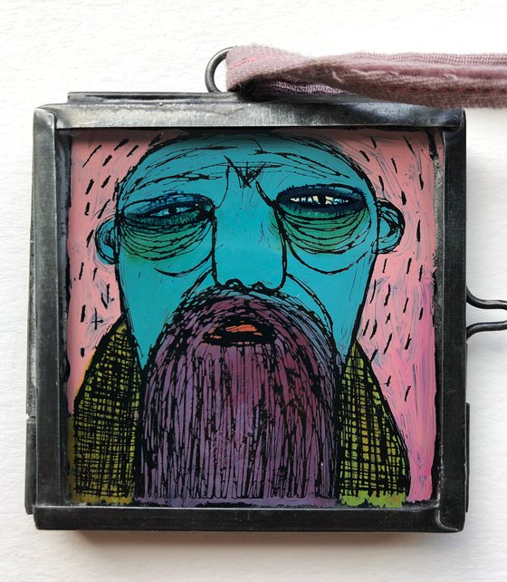 Double sided miniature painting, FACES #3