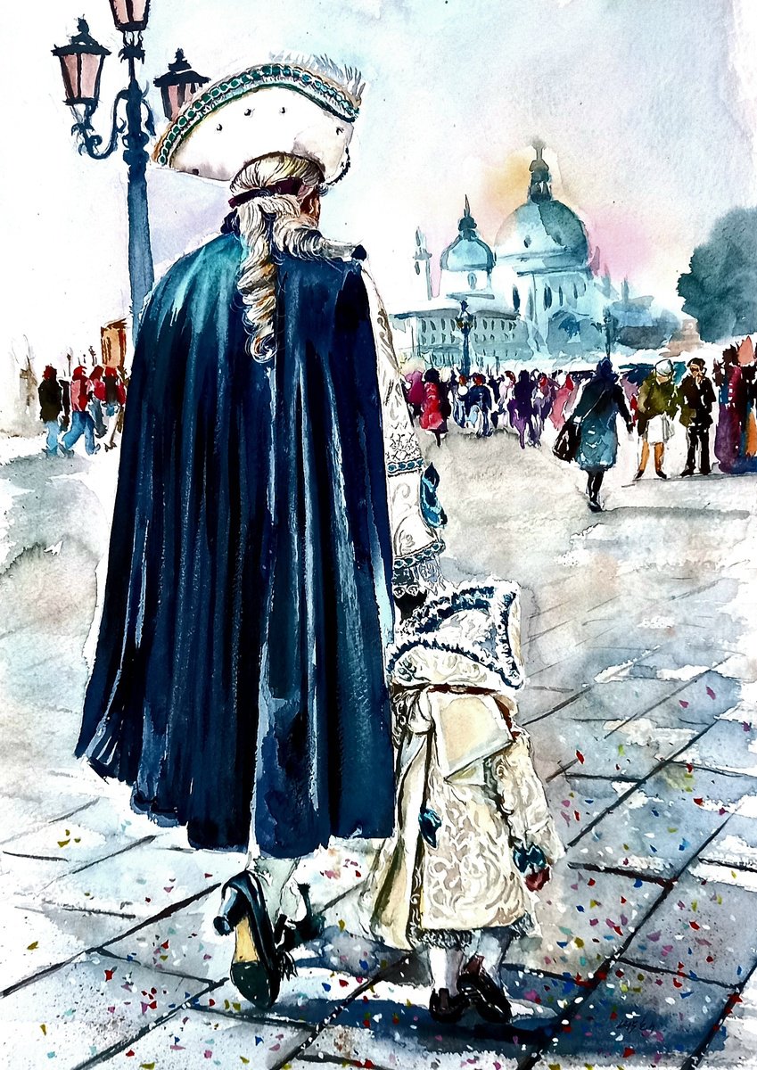 Impressionistic Watercolour , Carnival Of Venice By Kovacs Anna Brigitta, 14 X 20, Artwork For Sale On Artfinder