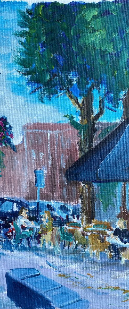 Cafe in Coevorden. PleinAir by Dmitry Fedorov