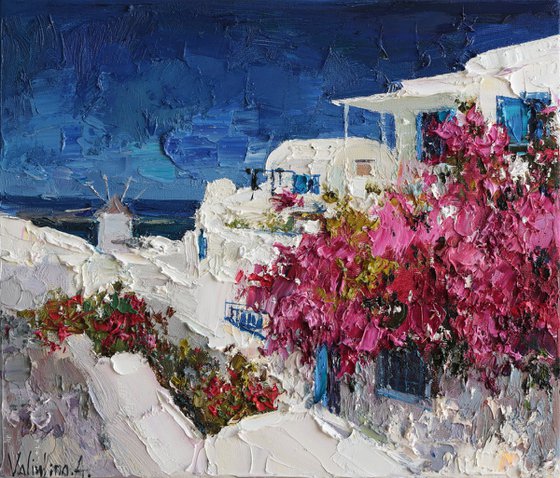 Bougainvillea in Santorini, Greece