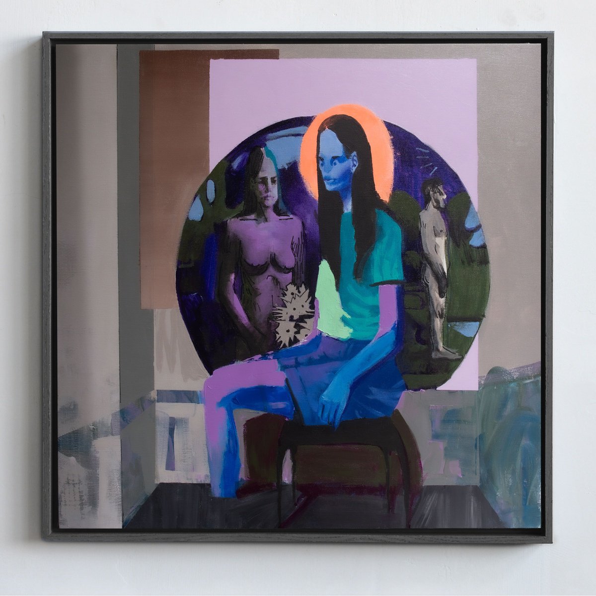 Portrait Acrylic Painting By Bohdan Katolyk, 24 X 24, Girl Beyond The Veil, Original Artwork