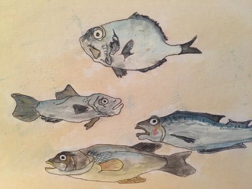 Fish - mixed media by Paul Simon Hughes