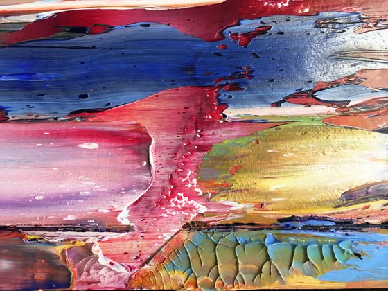 "Rotting Rainbow" -  Original PMS Oil Painting On Reclaimed Wood - 38 x 12 inches