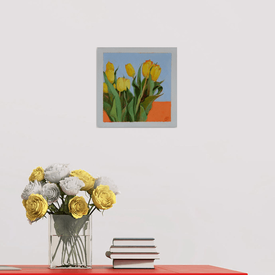 Yellow Tulips on Orange