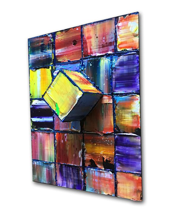 "Reaching Out For You" - FREE USA SHIPPING - Original Diptych PMS Mixed Media Sculptural Paintings On Wood - 23 x 11 inches