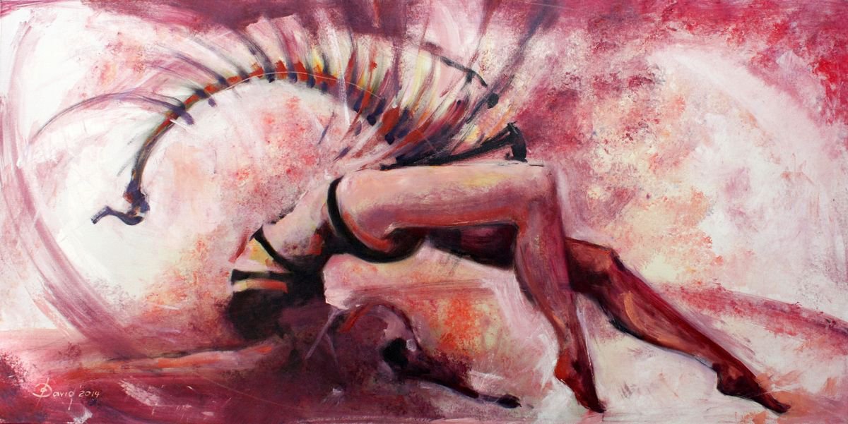 Abstract Acrylic Painting By Olga David, 47 X 24", Scorpion - Das Tier In Mir, Original Artwork