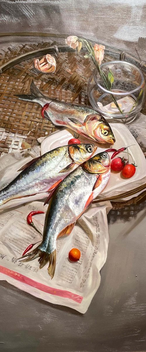 Fish with newspaper c158 by Kunlong Wang