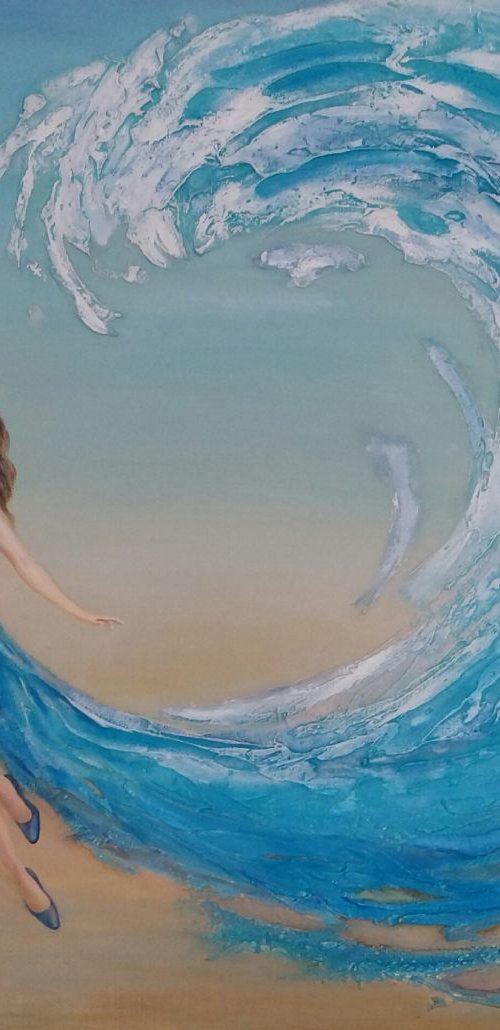 Sea wave, original oil painting, 90x80 cm, FREE SHIPPING by Larissa Uvarova