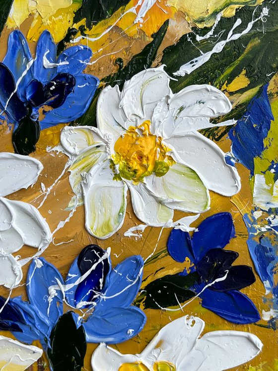 Daisy Cornflowers Painting