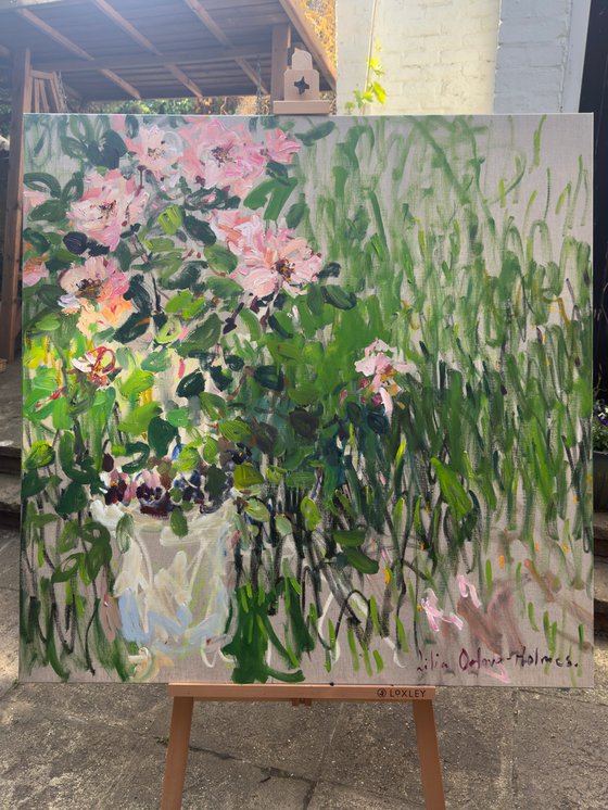 Roses in a summer garden