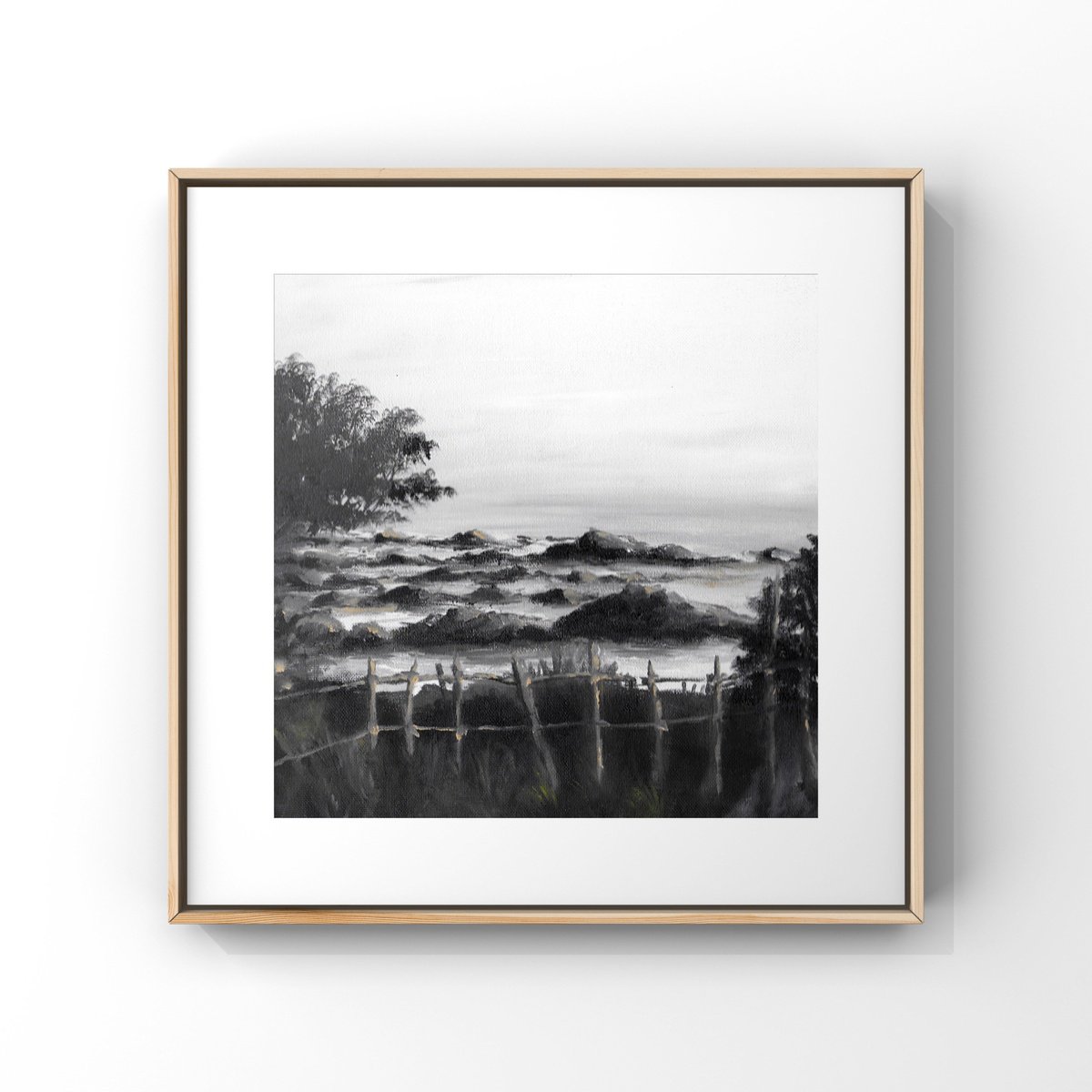 Expressive Landscape Oil Painting By Gozde Temiz Istanbul, 12 X 12, Landscape - Rocky - C04, Original Artwork