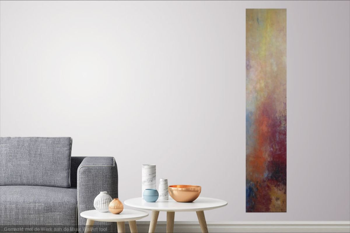 Abstract Landscape Oil Painting By Saroja Van Der Stegen, 16 X 76", Mountains (Ref#:544-120Mm), Original Artwork