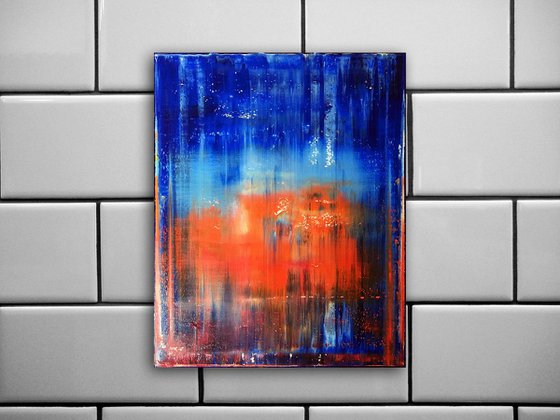 "Firewater" - FREE USA SHIPPING - Original PMS Abstract Oil Painting On Canvas - 16" x 20"