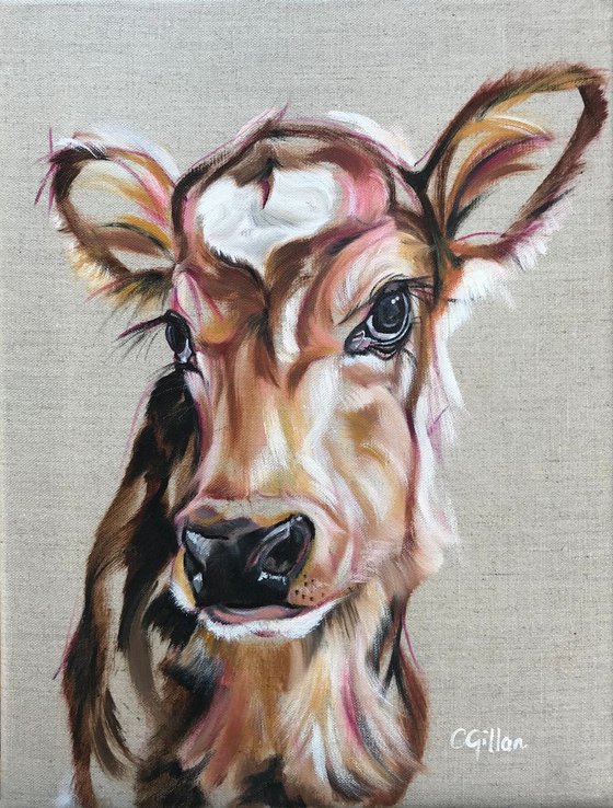 Thea Valentine Heart Cow original oil painting
