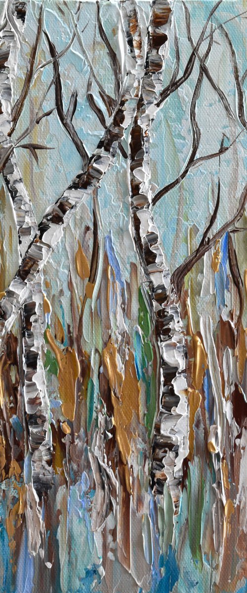 Birch Forest - Palette knife landscape by Olga Tkachyk
