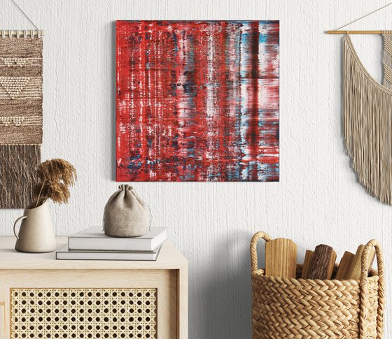 50x50 cm Red Abstract Painting Abstract landscape painting