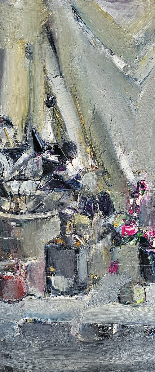 Silver Table, Crimson Fruit by Vlas Ayvazyan